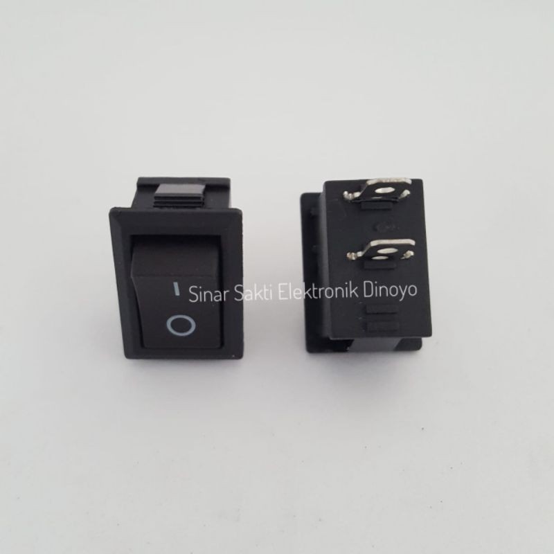 Saklar rocker Switch on off hitam 2 pin / kaki listrik kecil