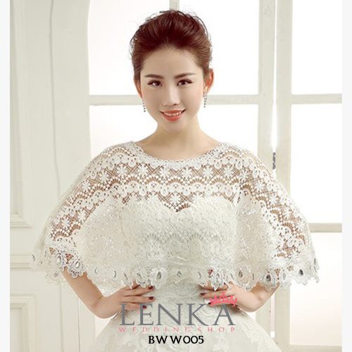 [PRODUK TERMURAH] BOLERO RENDA LACE AKSESORIS PENGANTIN WANITA PUTIH BWW005