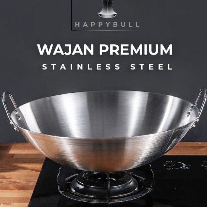 HAPPYBULL WAJAN PENGGORENGAN STAINLESS DIAMETER 36-38 CM I WAJAN BAJA - 36 CM