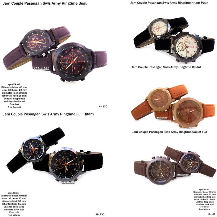 JAM TANGAN PASANGAN COUPLE ALBA LEATHER FULL BLACK KW