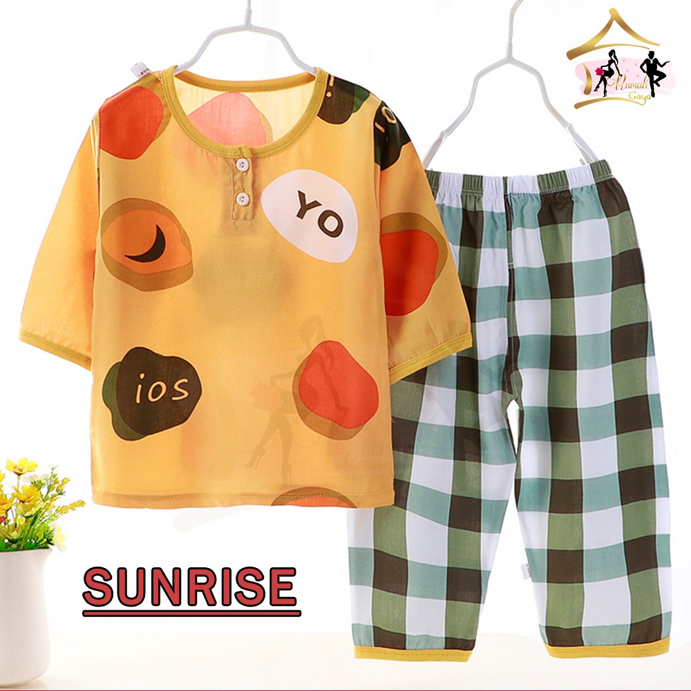 Setelan Piyama Anak Usia 6 Tahun (Size XL) - Motif Karakter / Lengan Panjang Bahan Import