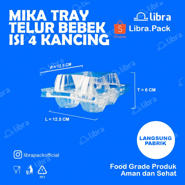 800 Pcs - Mika Telur Bebek Isi 4 Tempat Telur Tray Telur / Kemasan Telur
