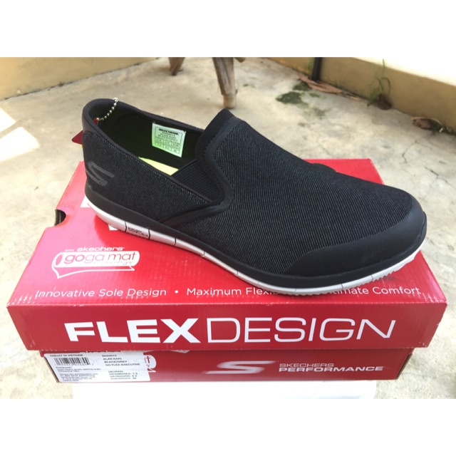 SALE Skechers Go Flex Executive 54013/BKGY Original Sepatu Casual Sneakers Slip On Pria