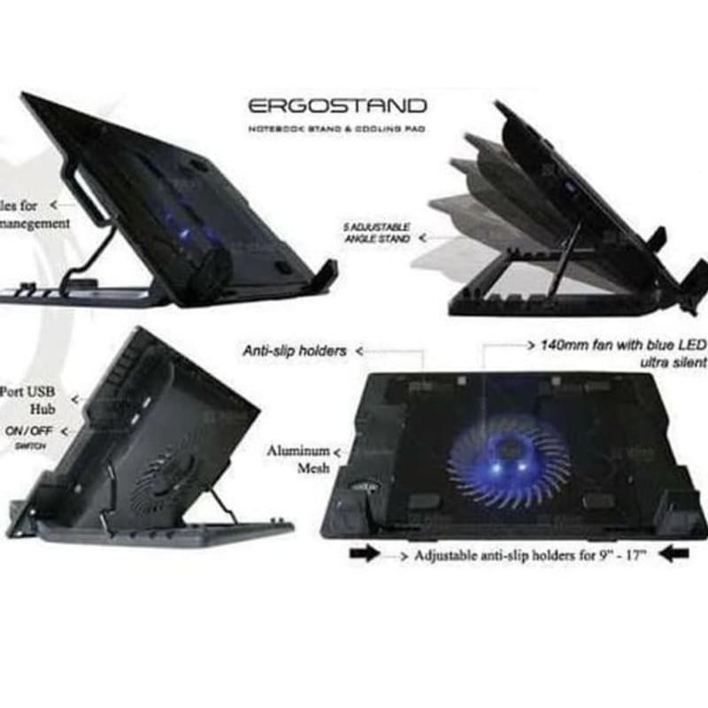 M-tech Ergostand CP03 Laptop Cooling Pad Kipas Fan Coolingpad Notebook