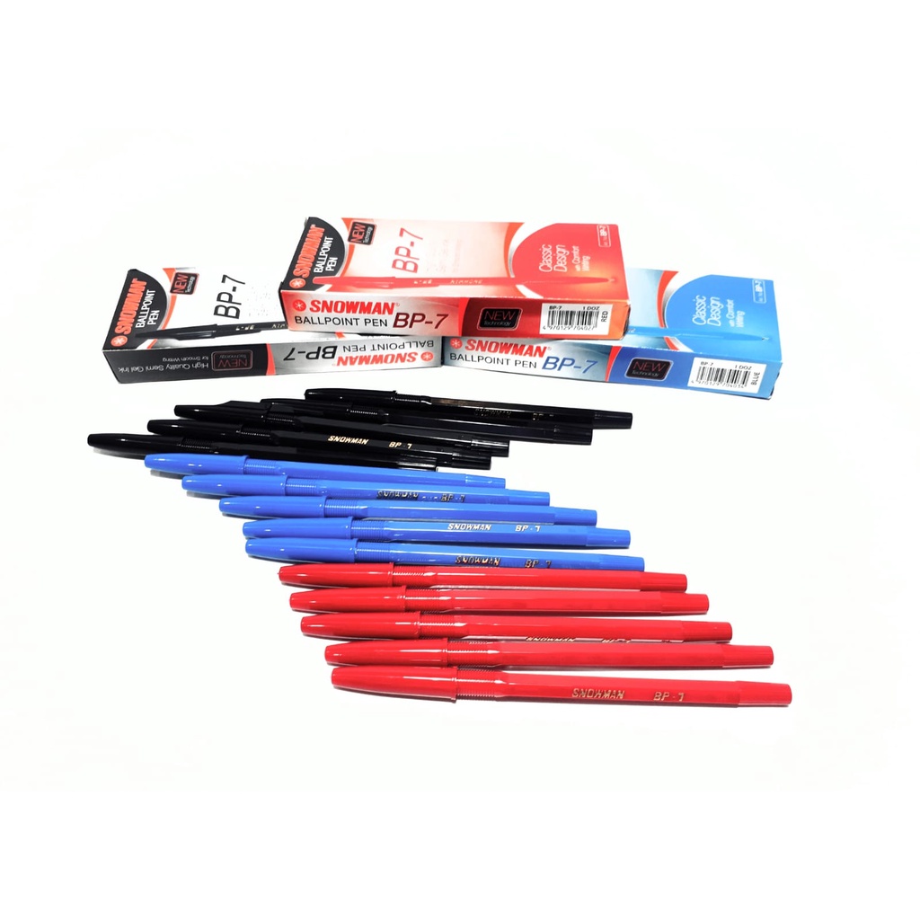 

Harga Grosir ( 1kotak/12pcs ) Pulpen SNOWMAN BP-7 Classic Design