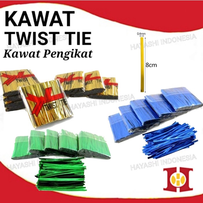 Twist Tie Kawat 8 cm Pengikat Bingkisan, Roti, Lolipop, Kado