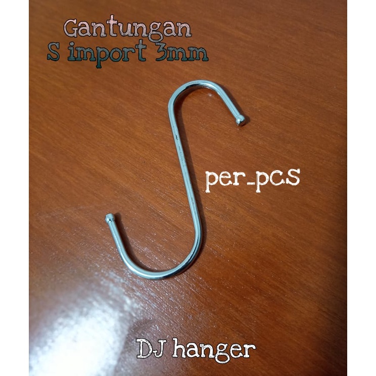 Gantungan Huruf S Besi TEBAL / Letter S Crome / Pengait Besi S (3mm)