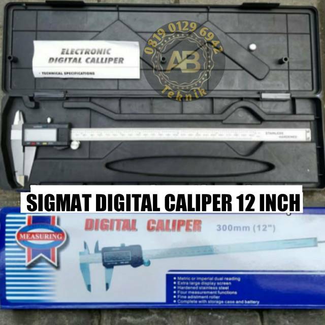 sigmat digital caliper 12 inch stainless hardened jangka sorong elektrik  300 mm simat elektrik 30 c