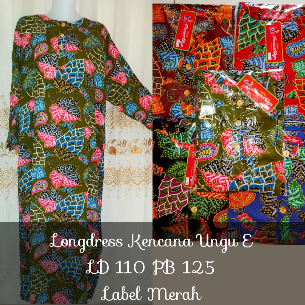 DASTER KENCANA UNGU LONGDRESS LABEL MERAH// DASTER KENCANA UNGU PANJANG// DASTER BATIK KENCANA UNGU/