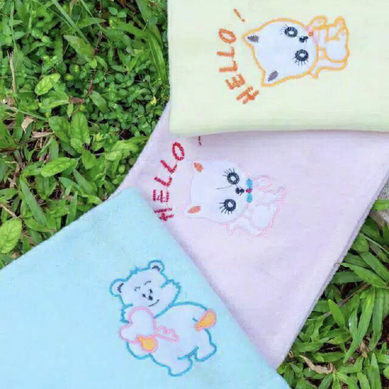 Handuk Bayi Ivory Bordil 120x60cm/Bordir Bahan Katun Polly Semi Kapas Halus(Mudah Menyerap Air)