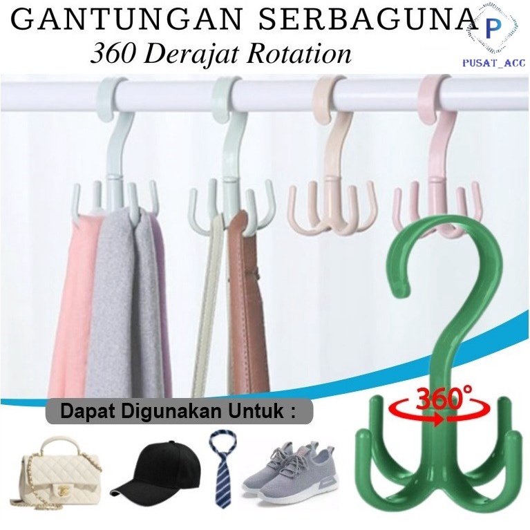 GP18 - Hanger Lemari Multifungsi Gantungan Putar 360 Derajat 4 Hook