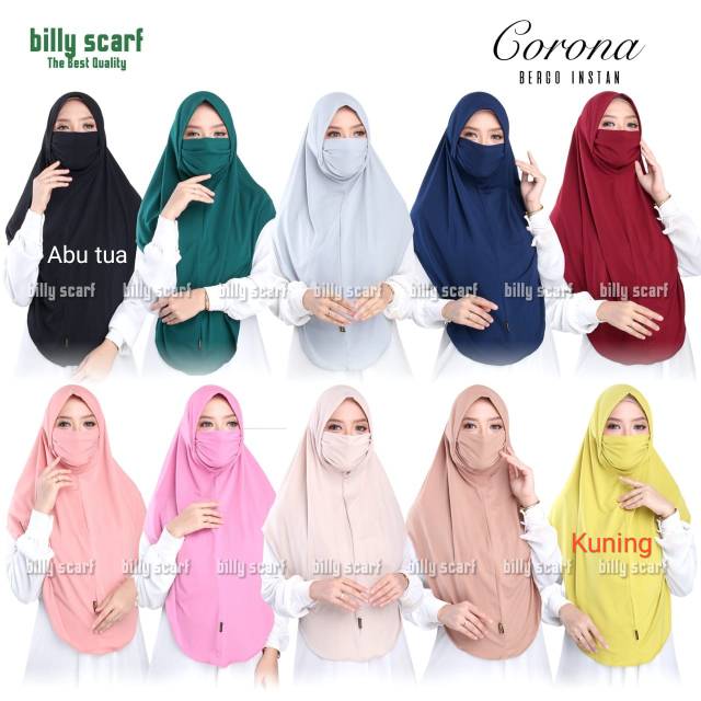 Jilbab corona / Niqob corona / Jilbab masker corona ori BILLY