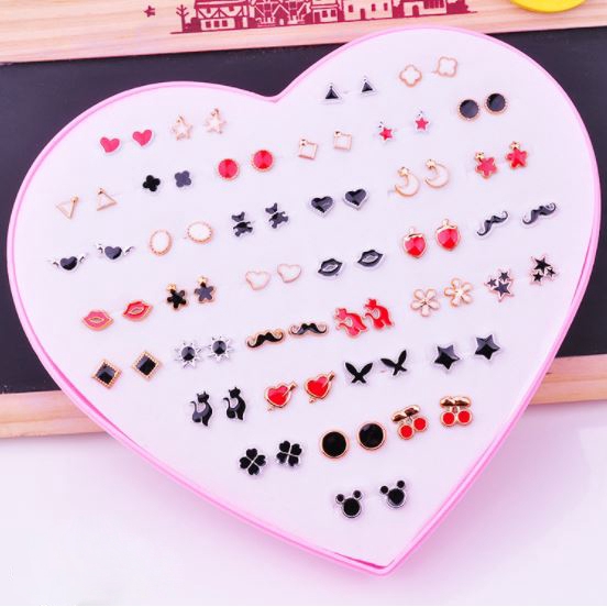 Anting SET 36 Tusuk Berbagai Bentuk Women Earrings Set