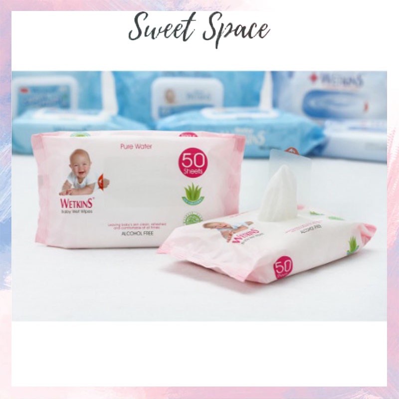 TISSUE BASAH WETKINS BABY 50SHEET|| TISU BASAH ANTISEPTIC [SWEETSPACE]