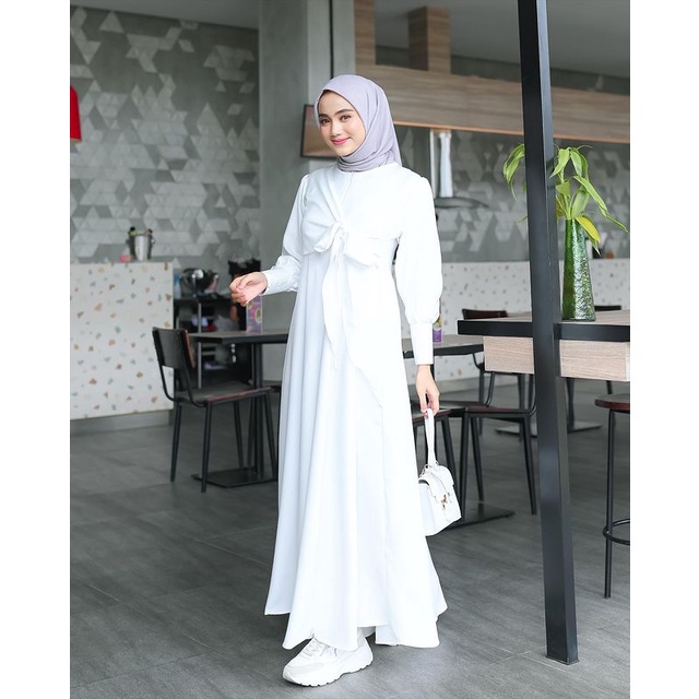 Raya Dress Gamis Wanita Syari Busana Muslim Terbaru Modern Maxi Lengan Balon Outfit Muslimah-4