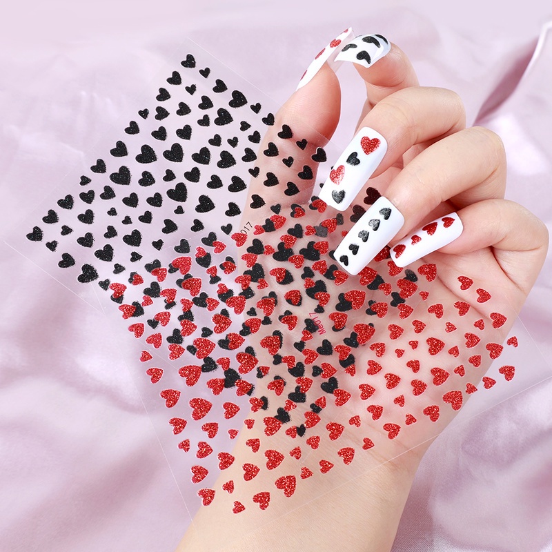 1 Pc Stiker Kuku 3D Glitter Shiny Tahan Air Dengan Lem Belakang Untuk Aksesoris Nail Art