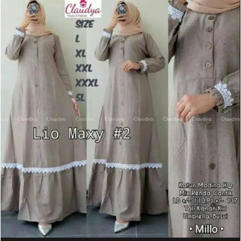 lio maxy dress muslim ukuran Jumbo Big size Up to LD140 bisa COD modern modis