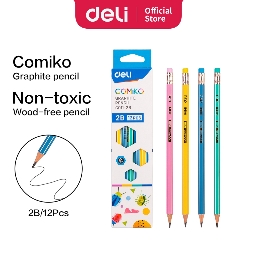 

Deli Pencil / Pensil 2B Hexagonal 12pcs, Lapisan Luar Warna Pastel, Bahan Ramah Lingkungan EC011-2B