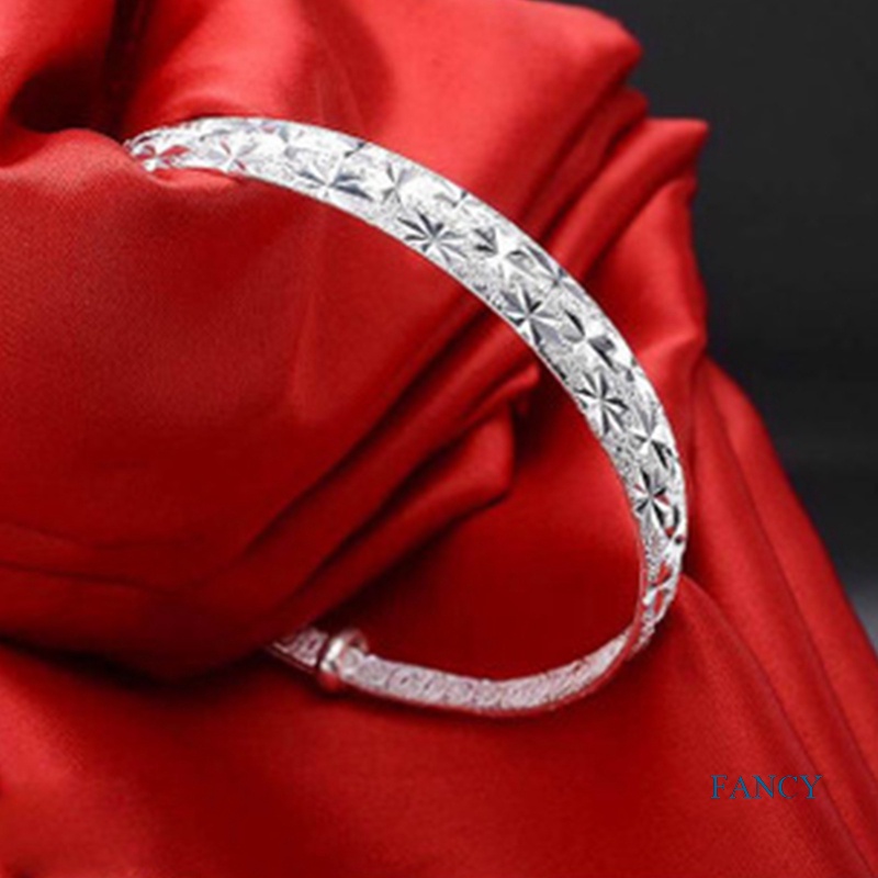 Gelang Tangan Sterling Silver 925 Adjustable Aksen Kristal Elegan Untuk Wanita / Pernikahan