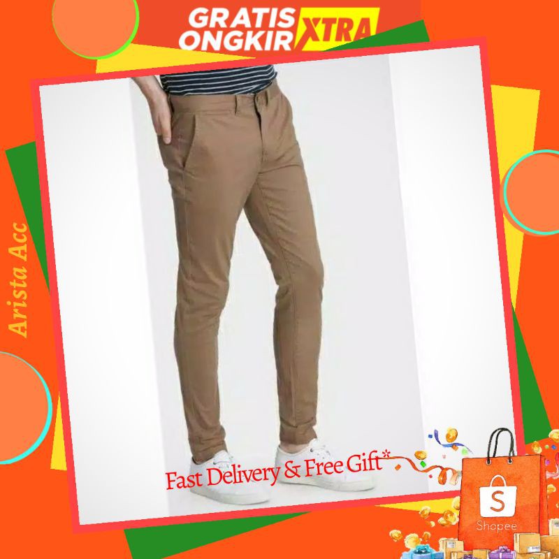 ChinoS UKURAN JUMBO 27-38 CHINO BIG SIZE BARAZHA ABU TUA MOCCA BLACK CREAM HITAM