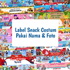 

Tas Label Ultah Jajan Snack Plastik Ulang Tahun Custom Pakai Nama dan Foto