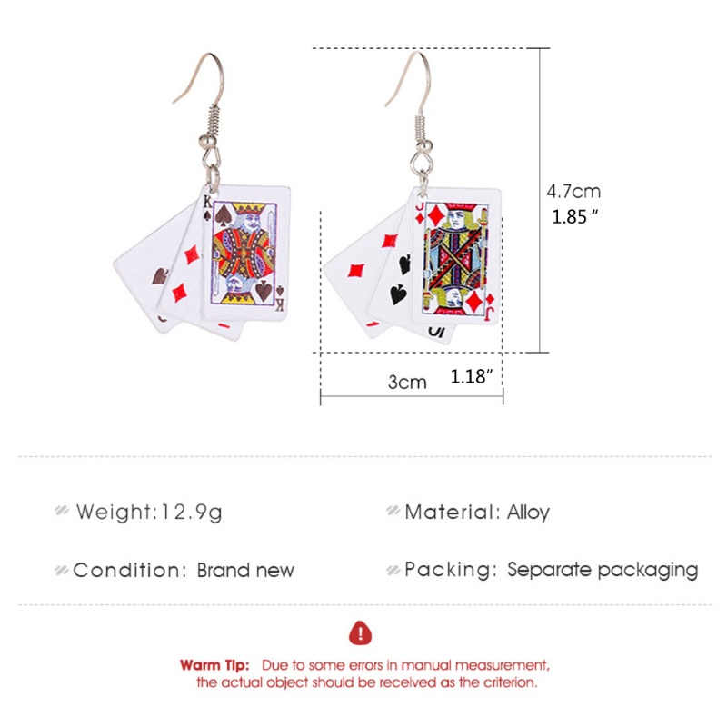 SIY  Poker Earrings Cool Personality Generous Earrings Cold Wind Net Red Accessories