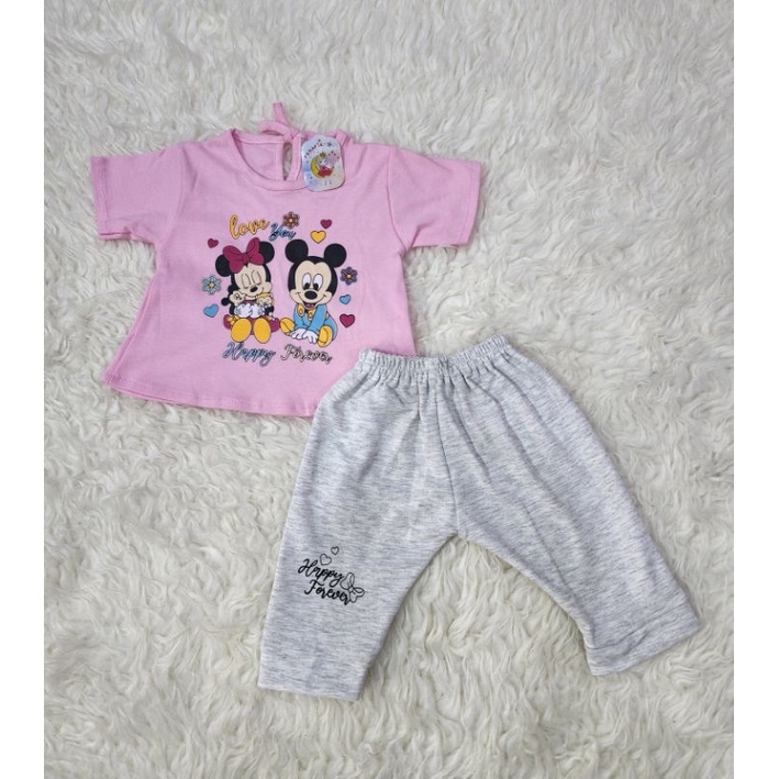 baju bayi perempuan stelan celana  mikey jghs22