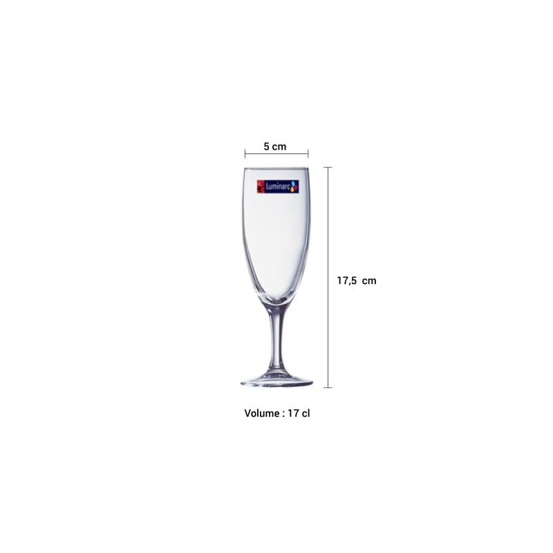 Luminarc 12063 (6 Pcs) - Gelas Berkaki Elegance Flute 17 cl ( 6 Pcs )