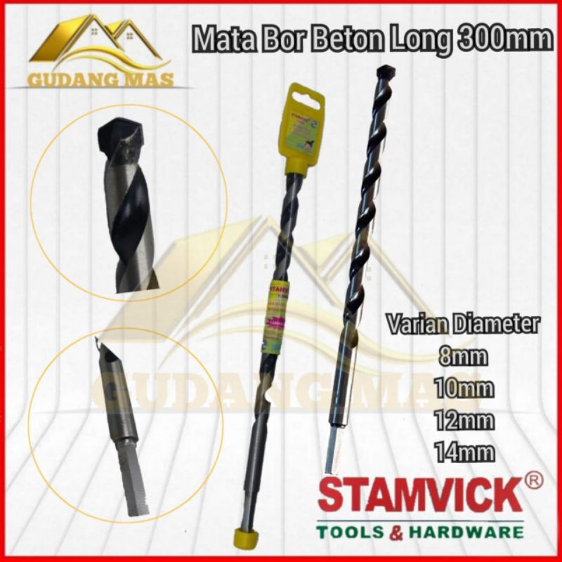 Stamvick Mata Bor Beton Long 10mm x 300mm / Mata Bor Panjang