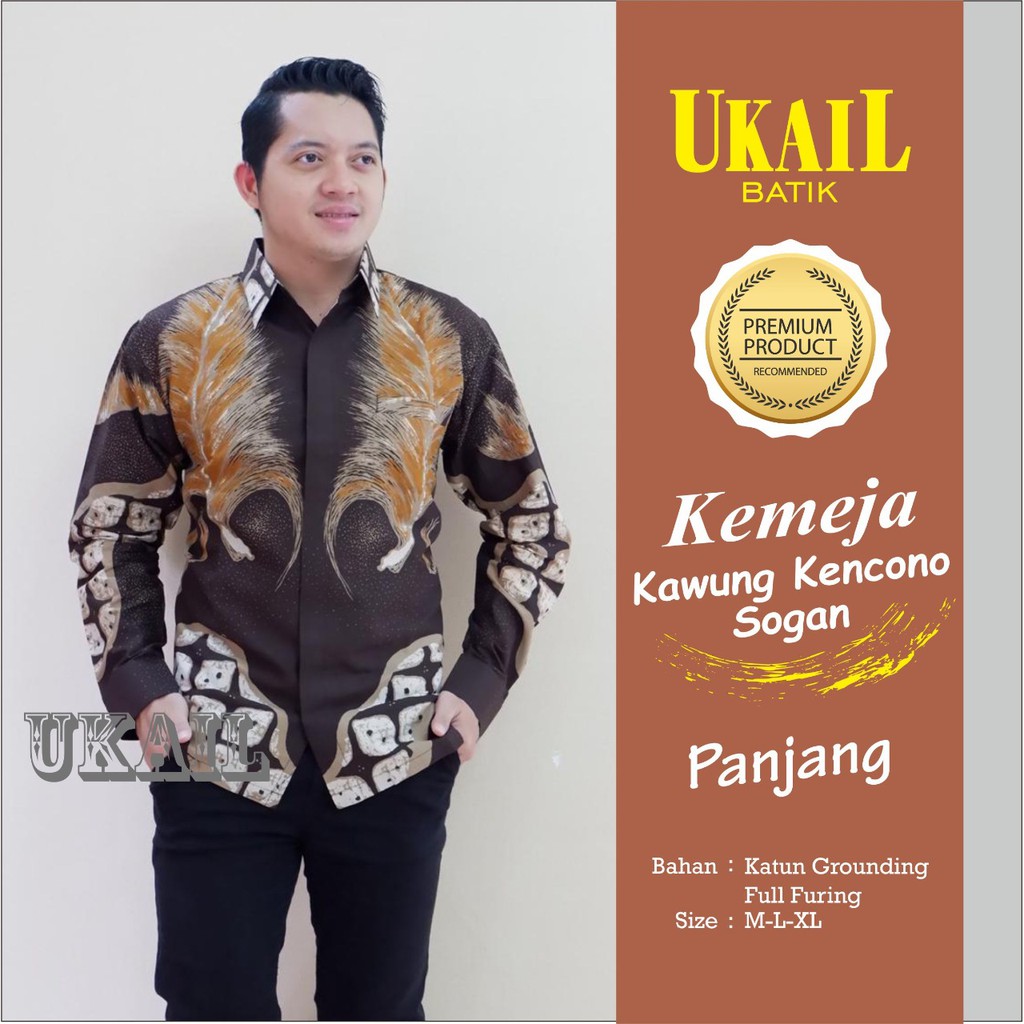 Kawung Kencono Sogan Kemeja Batik Pria Panjang Full Furing by Ukail Batik