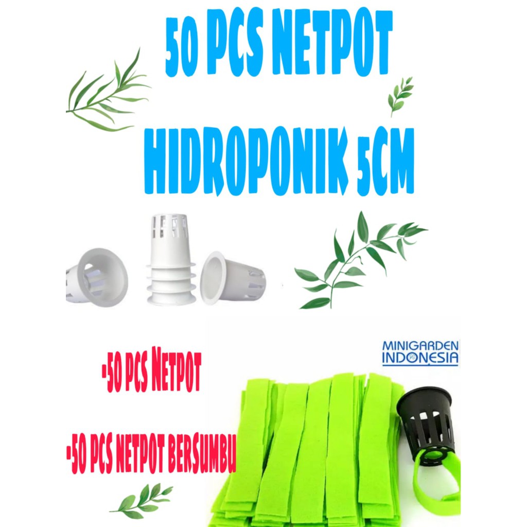 NETPOT PACK 50PCS  net pot HIDROPONIK 5 CM PUTIH pot jaring nutrisi hidroponik bersumbu  kain flanel