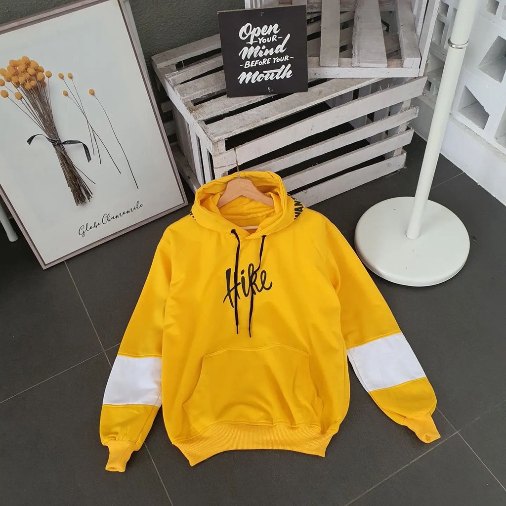 Hoodie Sweater Motif HIKE Gaya Casual Santai Bahan Fleece