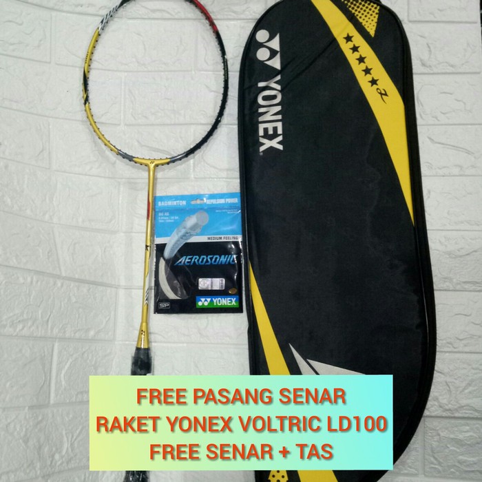 RAKET BADMINTON YONEX VOLTRIC 100LD (GOLD) FREE SENAR AEROSONIC + TAS