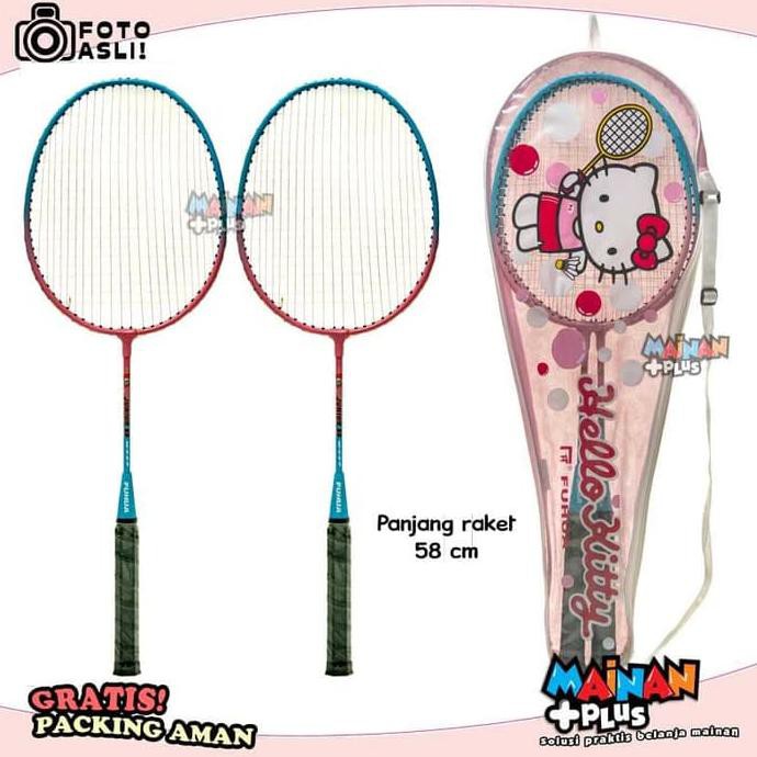 RAKET BADMINTON ANAK - HELLO KITTY - 2 BUAH - BONUS COVER