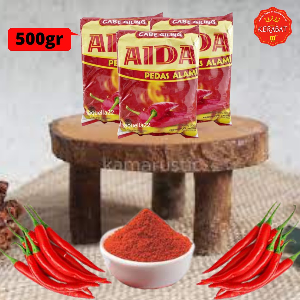 

Bubuk Cabai cabe Giling Aida Kemasan 500 gr Pedas alami