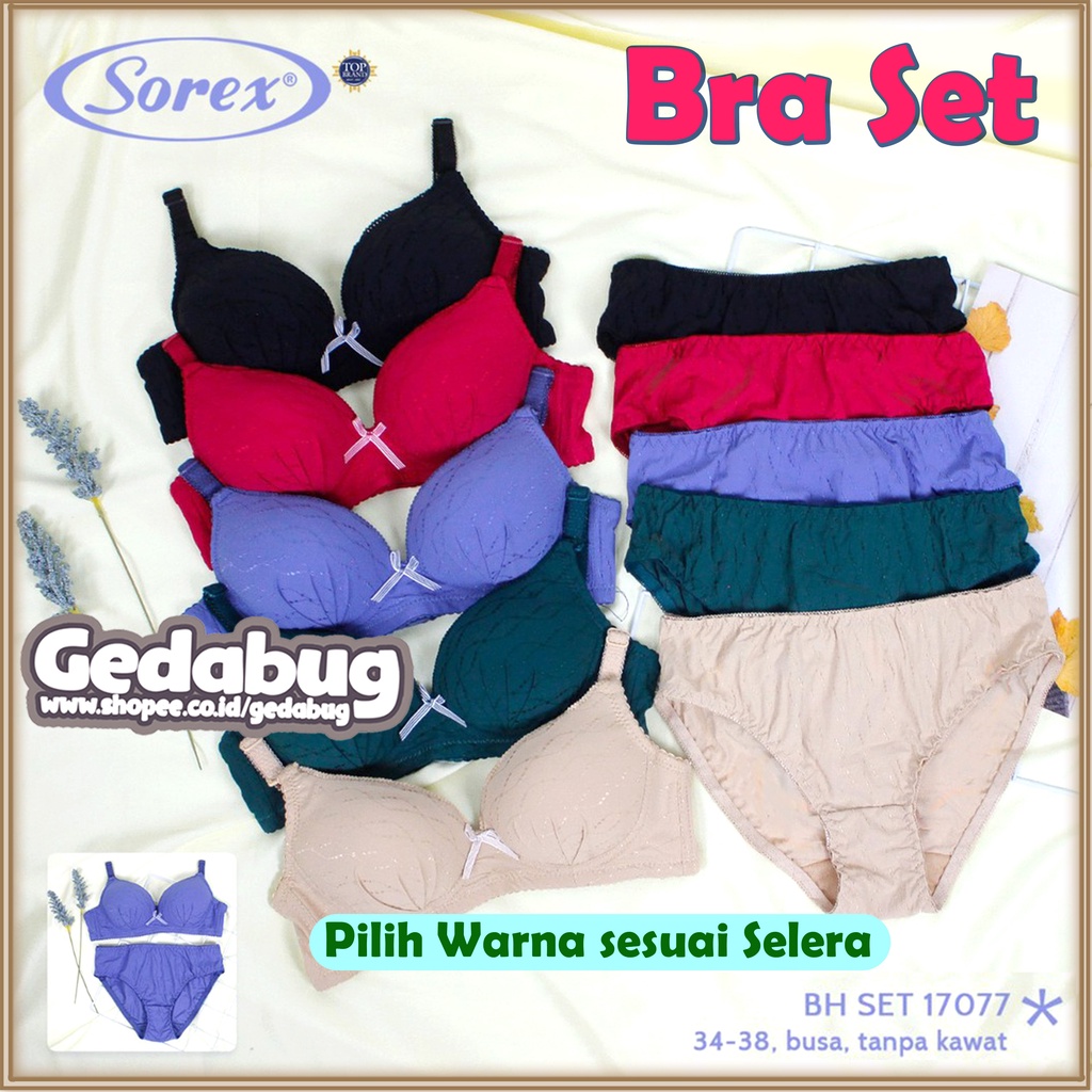 Bra Set Sorex 17077 | Bra Busa Tanpa Kawat | Setelan BH + CD Cantik