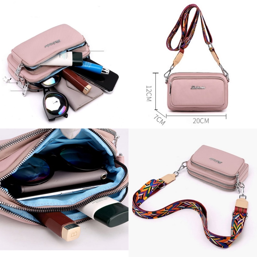 TAS SELEMPANG WANITA IMPORT SLING BAG CASUAL PINK DAMELA TA635P3 FASHION KOREA CEWEK KEKINIAN REMAJA MURAH KECIL BRANDED BATAM PREMIUM