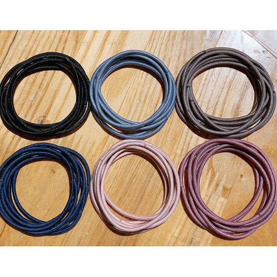 HC Ikat rambut  Karet Rambut Elastis Warna Polos 2 warna 100Pcs Gaya Korea untuk Wanita-5