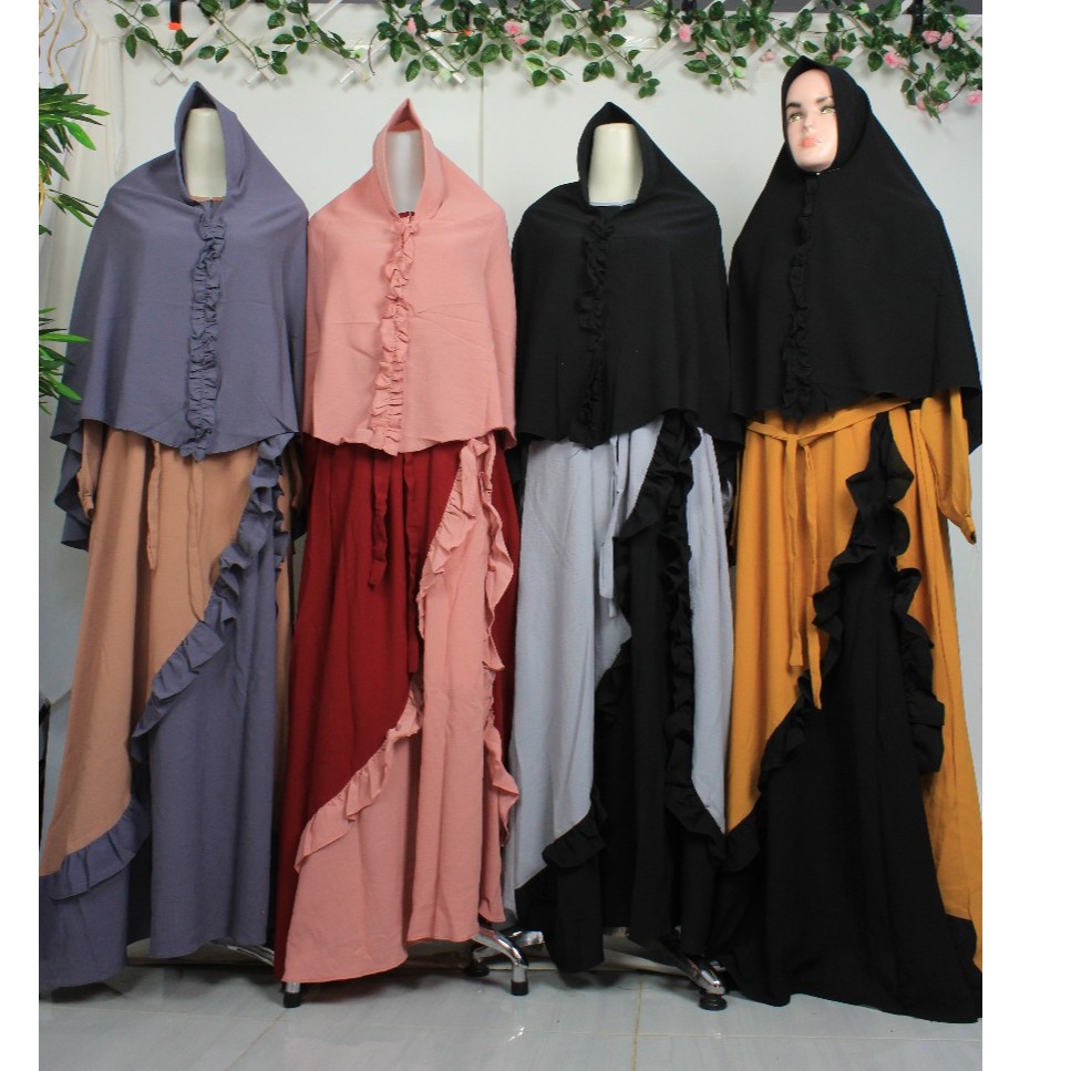 GAMIS SET SYARI SHERLYA bubble crepe SET khimar terbaru ringan