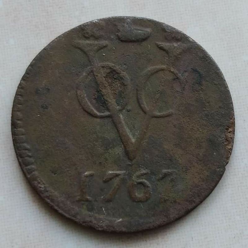 Koin Kuno 1 Doit VOC West Friesland 1767 - Sedikit Error