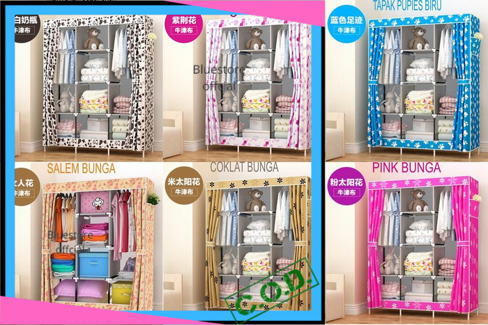 Lemari Baju Portable Susun Murah Bongkar Pasang Minimalis Serbaguna Rak Gantung Tempat Penyimpanan B