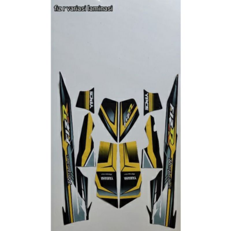 STRIPING FIZ R VARIASI LAMINASI HITAM KUNING, striping stiker yamaha fiz r variasi terbaik