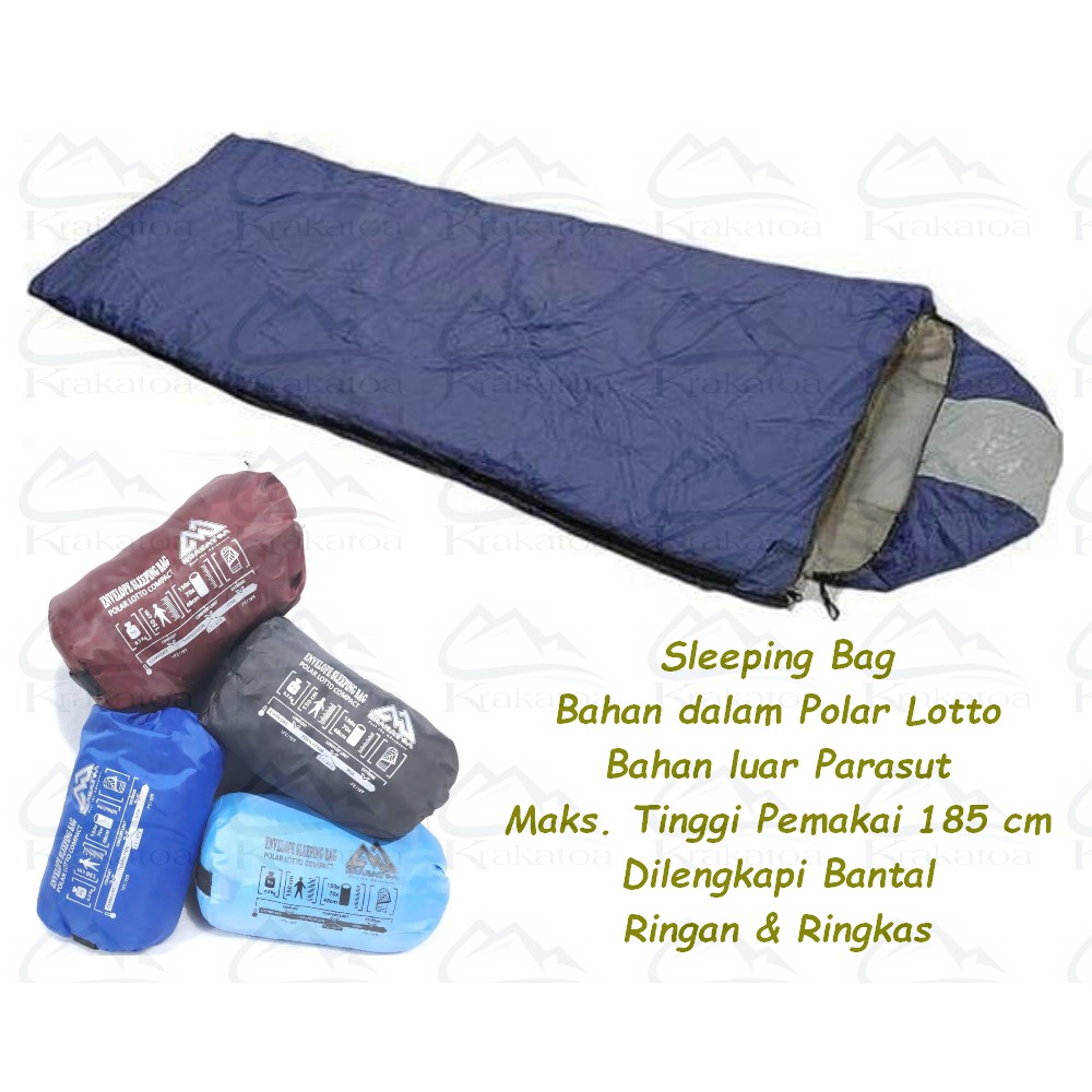 Sleeping Bag` Polar Bulu SUPER - Dacron WATERPROOF - Bantal` Kantong Tidur Anti Air