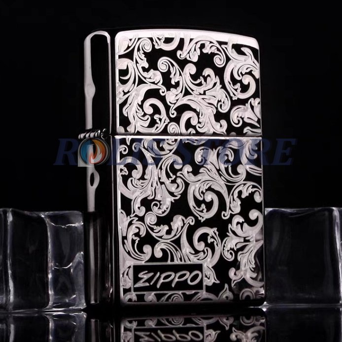 COD- Korek Zippo Black Ice Batik 2 Sisi Premium Grade Ori - Free Box