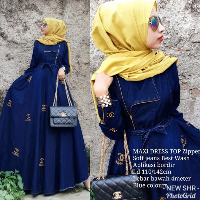 Barang Berkualitas Maxi Dress jeans Alea originAl SHR BARANG BAGUS