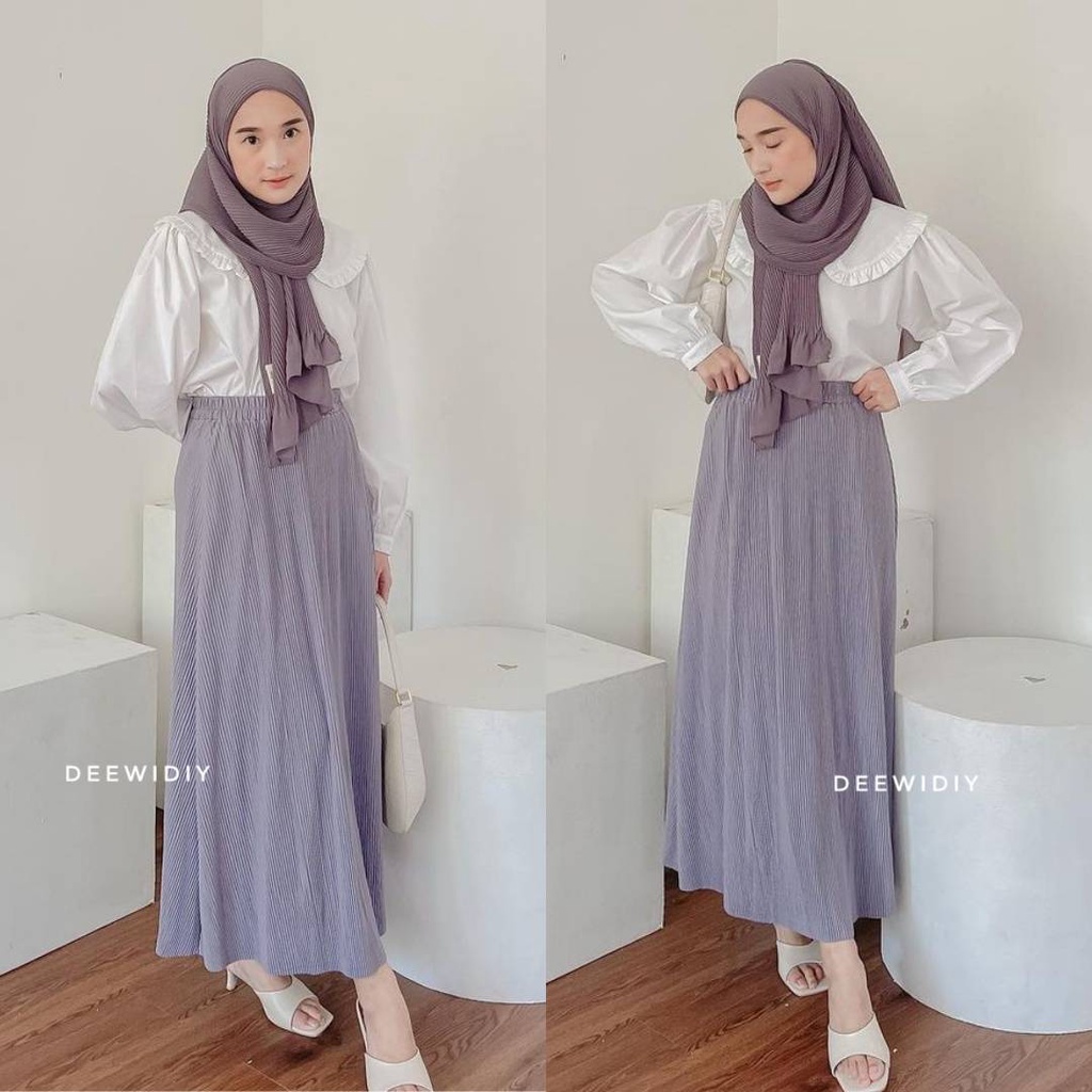ROK KERJA WANITA / ROK A-LINE PLISKET LIDI / BISA UNTUK FORMAL CASUAL / NESA PLEATS SKIRT DEEWIDIY