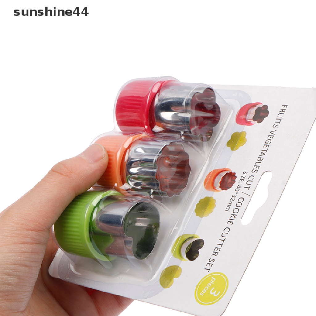 Sunshine 3pcs Cetakan Biskuit / Buah / Sayuran Bahan stainless steel  .