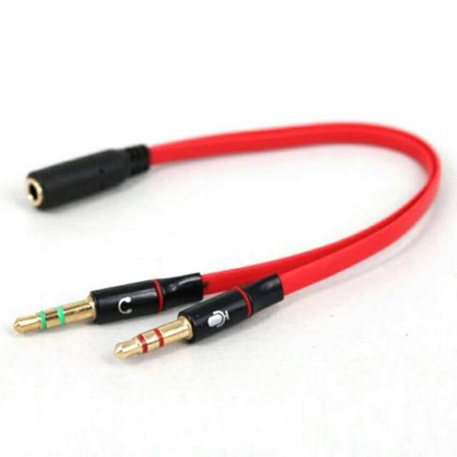 Trend-KABEL AUX MERAH MIC+HEADPHONE Jack Audio 1 Female to 2 Male Splitter Y