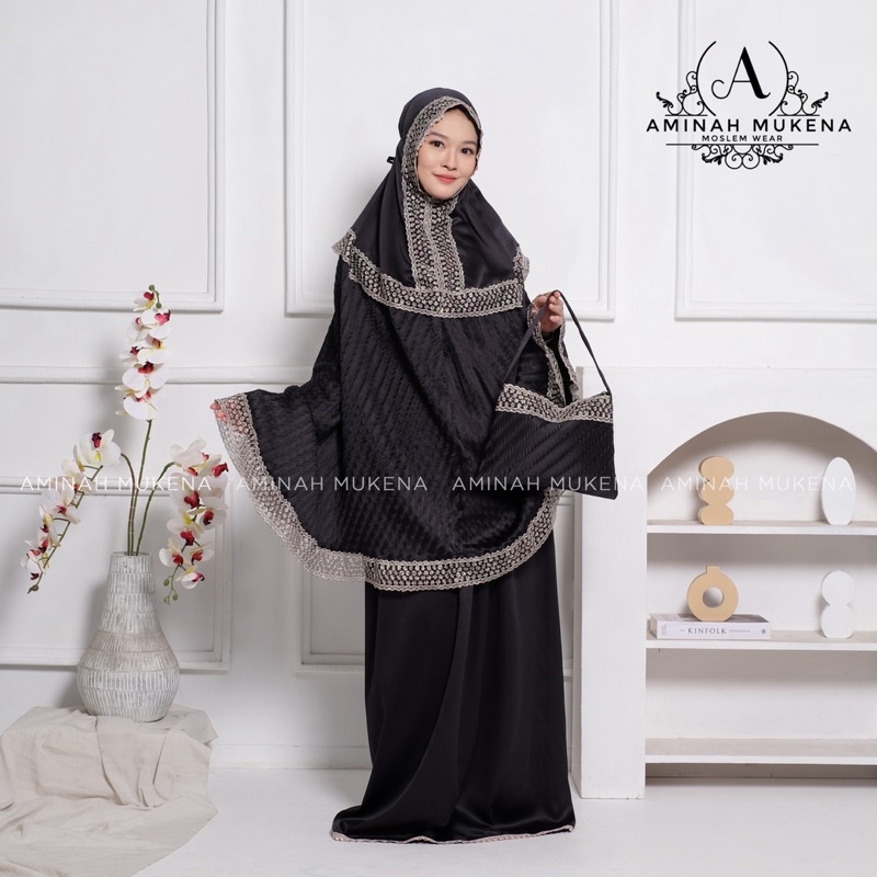 Mukena Dewasa Silky Plisket Daily Aminah Renda Turki Lunara Mewah