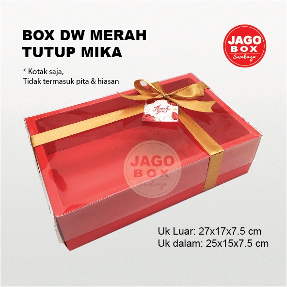 Box DW Kue Kering Souvenir Ivory Warna + Tutup Mika 25x15x7.5 cm (uk.dalam)